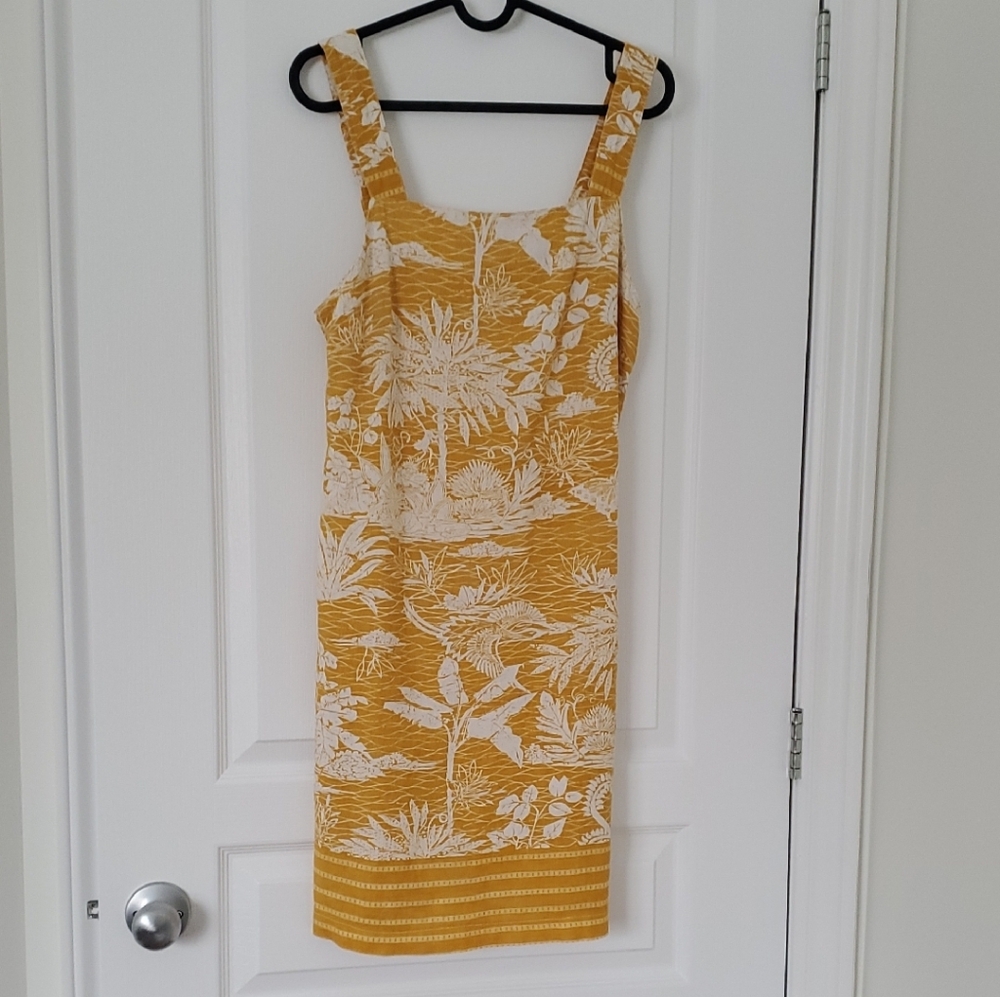 San FRANCISCO Linen Floral Gold Color Summer Dress